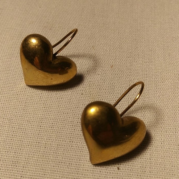 Heart Wire Earrings Silver & Gold Tone Set of Two - Picture 2 of 4